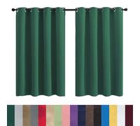 GAIFNAG Rideau à Oeillets, Lot de 1 Rideaux 160 x 240 cm 100% Polyester/Décoration/Anti Bruit/Lavable Rideaux Occultant Court Isolant Thermique pour Chambre Fenêtre Salon Coucher, Vert Foncé