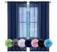 GAIFNAG Rideau Décoratif à Œillets Argentés 60 x 190 cm 100% Polyester/Transparent Intérieurs Rideaux Anti Froid, Rideau Occultant avec Œillets pour Mariage de Noël Chambre, Bleu Foncé