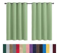 GAIFNAG Rideau Occultant Salon 80 x 70 cm 100% Polyester/Décoration/Anti Bruit/Lavable Voilage à Oeillets, Lin Rideau Thermique Isolant pour Porte Fenetre Dressing Salon, Vert Tendre