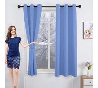 GAIFNAG Rideau Occultant Salon 80 x 90 cm 100% Polyester/Décoration/Anti Bruit/Lavable Rideaux Balcon Fenêtre Cuisine pour Chambre Fenêtre Salon Coucher, Bleu Ciel
