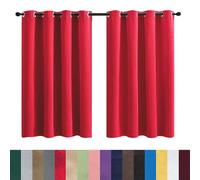 GAIFNAG Rideau Occultant Thermique Isolant Anti Froid 150 x 200 cm Bloquer Lumiere, Rideau Phonique Anti Bruit Anti Froid Rideau Voilage Blanc pour Porte Fenetre Dressing Salon, Rouge