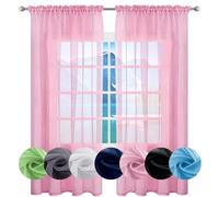 GAIFNAG Rideau Salon - Rideau Occultant Thermiques 70 x 170 cm 100% Polyester/Transparent Intérieurs Rideaux Occultant Court Isolant Thermique pour Porte Fenetre Dressing Salon, Rose