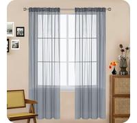 GAIFNAG Rideau Voilage Blanc 220 x 80 cm Isolation Lumiere Anti UV Decoration Draperies à Oeillets, Rideaux Rideau Anti Mouche pour Porte Fenetre Dressing Salon, Gris Clair