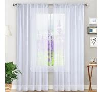 GAIFNAG Rideau Voilage Blanc 70 x 160 cm Isolation Lumiere Anti UV Decoration Translucide avec Oeillets Rideaux Modernes pour Chambre Fenêtre Salon Coucher, Blanc
