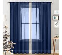 GAIFNAG Rideaux Balcon Fenêtre Cuisine 80 x 200 cm Isolation Lumiere Anti UV Decoration Draperies à Oeillets, Rideaux Rideau Anti Mouche pour Chambre Fenêtre Salon Coucher, Bleu Foncé