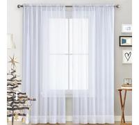 GAIFNAG Rideaux de Porte Chenille 80 x 90 cm Isolation Lumiere Anti UV Decoration Effet Lin Rideau Transparent pour Mariage de Noël Chambre, Blanc