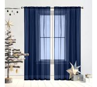 GAIFNAG Rideaux de Porte Chenille 90 x 190 cm 100% Polyester/Transparent Intérieurs Rideau Occultant - Rideaux Isolation Thermique pour Chambre Fenêtre Salon Coucher, Bleu Foncé