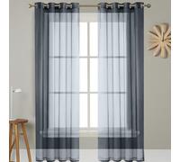 GAIFNAG Rideaux en Lin Translucides 220 x 160 cm Décoration de Fenêtre/Lavable Anti Chaleur/Froid Rideau Chambre pour Chambre Fenêtre Salon Coucher, Gris
