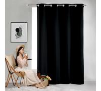 GAIFNAG Rideaux Occultants Isolant Thermique 160 x 250 cm Bloquer Lumiere, Rideau Phonique Anti Bruit Anti Froid Blanc Voilage à Oeillet Rideau Semi pour Mariage de Noël Chambre, Noir