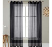 GAIFNAG Rideaux Voilages à Oeillets pour Fenêtre 180 x 215 cm 100% Polyester/Transparent Intérieurs Rideaux et Draperies Intérieurs à Oeillets pour Porte Fenetre Dressing Salon, Noir