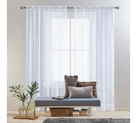 GAIFNAG Rideaux Voilages à Oeillets pour Fenêtre 80 x 120 cm Isolation Lumiere Anti UV Decoration Translucide avec Oeillets Rideaux Modernes pour Porte Fenetre Dressing Salon, Blanc