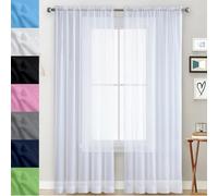 GAIFNAG Voilage Rideau Blanc 100 x 190 cm - 100% Polyester Transparent Occultant - Isolation Thermique pour Porte Fenêtre Dressing Salon