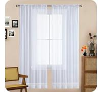 GAIFNAG Voilage Rideau - Rideau Blanc 110 x 180 cm Isolation Lumiere Anti UV Decoration Rideau Occultant à Oeillets pour Porte Fenetre Dressing Salon, Blanc