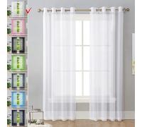 GAIFNAG Voilage Rideau - Rideau Blanc 180 x 160 cm Isolation Lumiere Anti UV Decoration Translucide avec Oeillets Rideaux Modernes pour Porte Fenetre Dressing Salon, Blanc