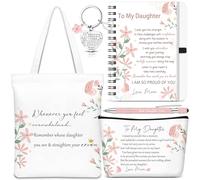 Gaillty Lot de 5 cadeaux de Noël pour fille, cadeau inspirant pour ma fille avec sac fourre-tout, trousse de maquillage, carnet, stylo à bille et porte-clés pour Noël, remise de diplôme, mariage de la