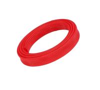 Gaine Cable Gaine tressée isolée de Couleur Pure, 5 m/lot, Fil Pet serré, Manchon câble Extensible, Tube en Maille Nylon Ignifuge(Red,20mm)