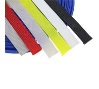 Gaine Cable Gaine tressée isolée de Couleur Pure, 5 m/lot, Fil Pet serré, Manchon câble Extensible, Tube en Maille Nylon Ignifuge(Orange Red,40mm)