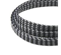 Gaine Cable Manchon de câble tressé Extensible 1 à 50m, enveloppe Fil Flexible 4, 8 et 12mm, Gaine Harnais Ligne Protection isolée(Grey Black,12mm,5 Meters)