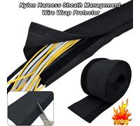 Gaine de harnais en Nylon de 2M, protection d'enveloppe de fil, manchon de câble tressé TPE réutilisable, isolation noire, manchon Textile Velcro