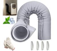 Gaine Isolante Climatisation,Gaine Isolante Pourtuyau De Climatiseur, Housse Tuyau Climatiseur Mobile, Avec 3 Sangles RéGlables, Pour D'éVacuation De 12,7 Et 15 CmST (Blanc)