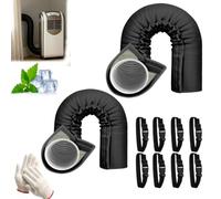 Gaine Isolante Climatisation,Gaine Isolante Pourtuyau De Climatiseur, Housse Tuyau Climatiseur Mobile, Avec 3 Sangles RéGlables, Pour D'éVacuation De 12,7 Et 15 CmST (Noir2pcs)