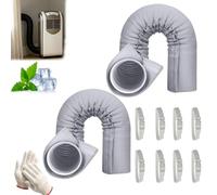 Gaine Isolante Climatisation,Gaine Isolante Pourtuyau De Climatiseur, Housse Tuyau Climatiseur Mobile, Avec 3 Sangles RéGlables, Pour D'éVacuation De 12,7 Et 15 CmST (Blanc2pcs)