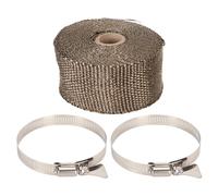 Gaine isolante ignifuge pour tuyau, manchon réglable haute température pour tuyaux d'échappement de poêle à bois, de moto, en fibre de verre, 500 x 5 cm, avec 2 clips