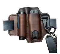 Gaine Multi-Outils en Cuir, Pochette de Ceinture en Cuir de 7.1x5.1 Pouces avec Porte-Stylo Lampe Poche, pour Organisateur Ceinture Camping