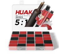 Gaine Thermorétractable Double Paroi Ratio 5:1, 507 Pièces Gaines Colle Intégrée Étanchéité Marine, Isolation Électrique pour Câbles Fils Automobile Bateau DIY, 7 Tailles 2.4mm à 19.1mm(Noir & Rouge)