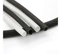 Gaine Tressée en Fibre De Verre, Gaine Isolante Thermique Noire en Fibre De Verre De 5 Mètres, Gaine Tressée Isolante Haute Température 600 °C, Tube en Fibre De Verre, Diamètre 3 mm À 25 mm(12mm)
