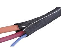 Gaine tressée HellermannTyton Twist-In-FR 13 170-01102 noir, blanc polyester 10 à 13 mm Marchandise vendue au mètre