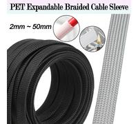 Gaine tressée isolante en PET 3/5M, 2mm-50mm, gaine extensible en maille nylon haute densité, tube de protection pour câbles White