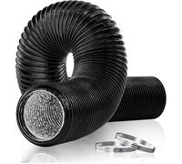 Gaine Ventilation 100mm Flexible, 3 m Tuyau Évacuation PVC avec 2 Colliers, Φ 10 cm pour Tuyau Climatiseur Mobile, Noir noir TUYAU