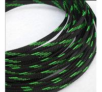 Gaines Extensibles en Pet de 10 m - Protection de câbles tressée Plate et serrée de Type Peau de Serpent for câbles de 1 mm à 18 mm de diamètre(Black Green,12mm)