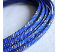 Gaines Extensibles en Pet de 10 m - Protection de câbles tressée Plate et serrée de Type Peau de Serpent for câbles de 1 mm à 18 mm de diamètre(Blue Golden,12mm)