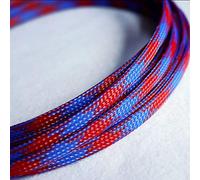 Gaines Extensibles en Pet de 10 m - Protection de câbles tressée Plate et serrée de Type Peau de Serpent for câbles de 1 mm à 18 mm de diamètre(Red Blue,12mm)