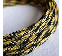 Gaines Extensibles en Pet de 10 m - Protection de câbles tressée Plate et serrée de Type Peau de Serpent for câbles de 1 mm à 18 mm de diamètre(Black Yellow,6mm)