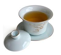 Gaiwan Sancai chinois 177 ml Plateau Tureen Service à thé Bol Soucoupe Couvercle délicat Fil doré (Nuage doré)