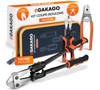 Gakago Coupe-Boulon Set 35 + 20 cm - Cisaille Professionnelle avec Lames Trempées CR-V - Pince Coupe-Boulon pour Fil de Fer, Métal, Chaîne, Cadenas & Grillage - Poignées Caoutchouc Antidérapantes