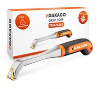 Gakago Grattoir Triangulaire 25 mm - Grattoir Peinture, Racloir Bois et Scraper pour Angles et Zones Étroites - Lame en Carbure de Tungstène Extra Affûtée - Poignée Ergonomique Antidérapante, 120 g