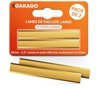 Gakago Lames de Rechange pour Grattoir 65 mm (Lot de 2) - Lame Grattoir en Carbure de Tungstène pour Racloir Bois, Métal, Béton et Pierre - Changement Rapide par Vis de Sécurité