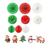 GAKVIBOPG Deco De Noel 15 Pièces Boule De Noel Papier Rouge Vert Blanc | Deco De Noel Interieur En Papier 15 À 30 cm À Suspendre Pour Deco Sapin De Noel Salon Cheminée Et Fête