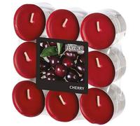 Gala Bougies chauffe-plat 'Cherry' parfumées Lot de 18 Ø 37,5 mm Hauteur 16,6 mm Bordeaux/Cerise