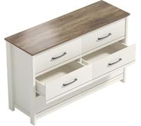 Galano Commode à 6 tiroirs 120x77x40 cm Armoire blanche avec plateau en chêne