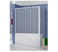Galatea, Bac de douche en PVC 2 côtés 80 x 180 cm H 150 cm mod. Blanc, cabine de douche avec ouverture centrale d'angle deux portes à soufflet, réversible, réductible