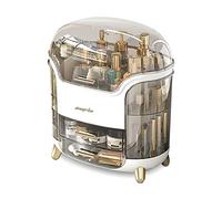 Galatée Grande Capacité Anti-Poussière Bouteille Haute Organisateur Maquillage Bureau Tiroirs Rangement de Bijoux en Plastique Boîte à Rouge à Lèvres - Blanc