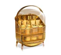 Galatée Série RétroGrande Capacité Anti-Poussière Bouteille Haute Organisateur Maquillage Bureau Tiroirs Rangement de Bijoux en Plastique Boîte de Rangement de Cosmétiques Conteneur - Ambre