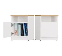 GALAX - Table de nuit Blanc / Chêne artisan - 1 porte - Chambre