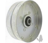 Galet tendeur à rainure plate sans rebord en métal : diamètre extérieur : 101,6 mm, diamètre intérieur : 9,52 mm.