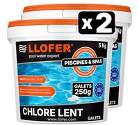 Galets de Chlore Lent 250g - Haute Teneur en Chlore (90%) - Seau de 2 x 5kg - chloration permanente hautement Efficace Contre Les bactéries, fabriquer en Europe